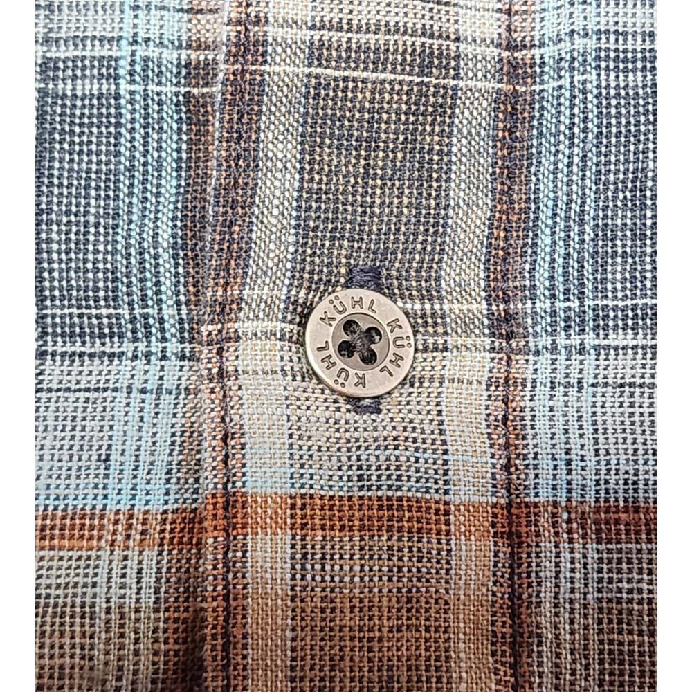 Kuhl Mens‎ Size XL Short Sleeve Plaid Linen/Cotton Button Up Camp Shirt - Picture 4 of 12
